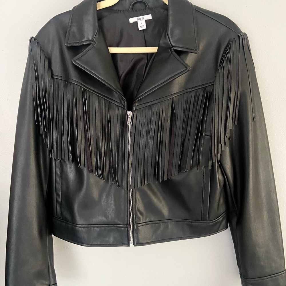 Fringe leather jacket